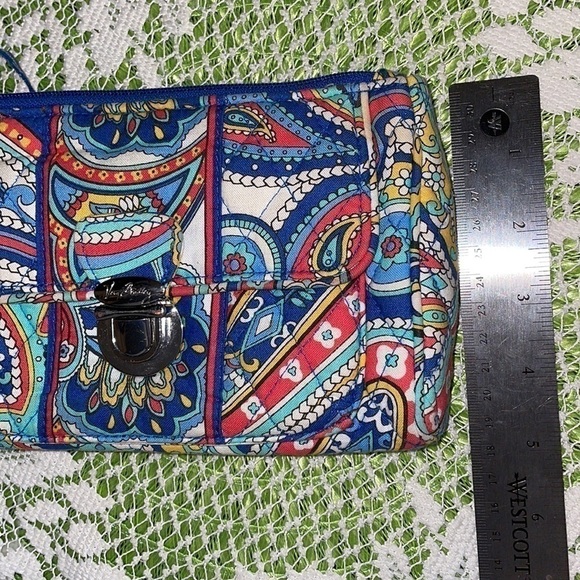 Vera Bradley women’s clutch wristlet paisley pattern maritime blue white mini - Picture 7 of 8